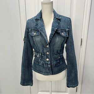 Younique Women's Denim Jacket Long Sleeve Buttons Medium Button Sleeves